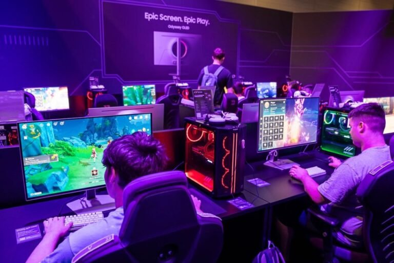 A dynamic visual featuring Google’s Pixel 10 smartphone alongside bold gaming imagery capturing the energy of Gamescom.