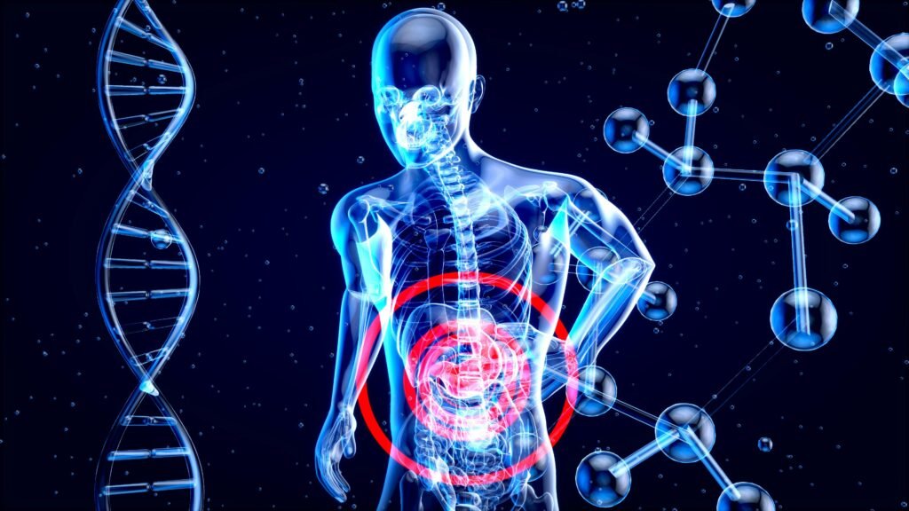Doctor using artificial intelligence technology in healthcare with digital data overlay
