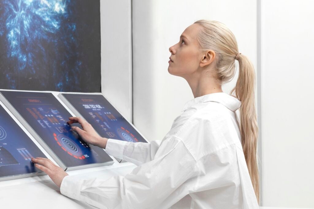 Artificial intelligence analyzing a medical scan for early cancer detection.