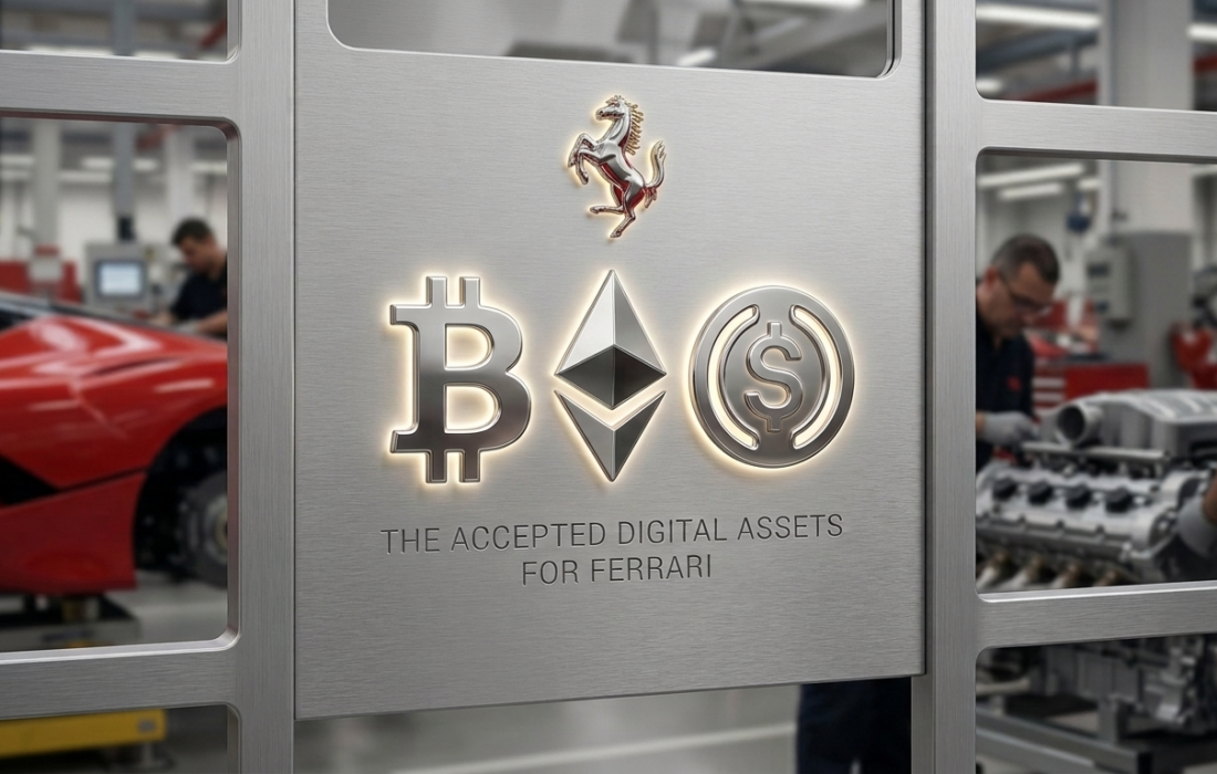 Ferrari 499P hypercar with digital token overlay