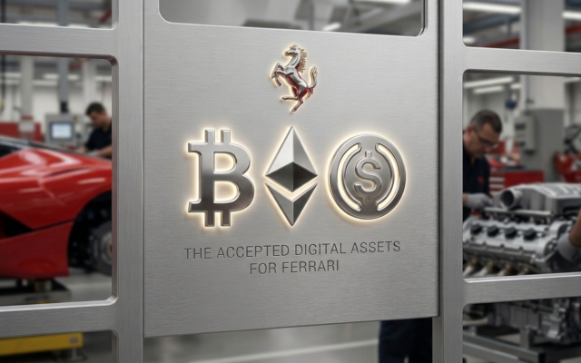 Ferrari 499P hypercar with digital token overlay