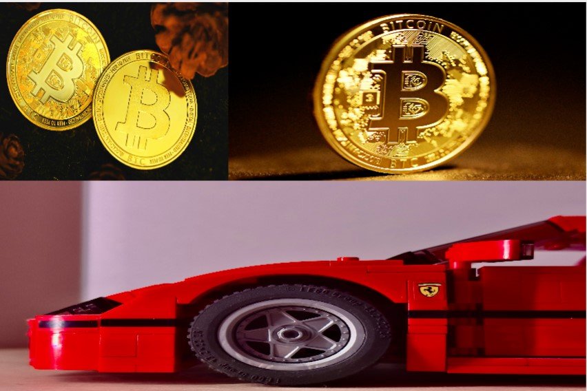 Ferrari Bets on Crypto and AI with the Exclusive 499P Token Auction 1 Ferrari 499P hypercar with digital token overlay