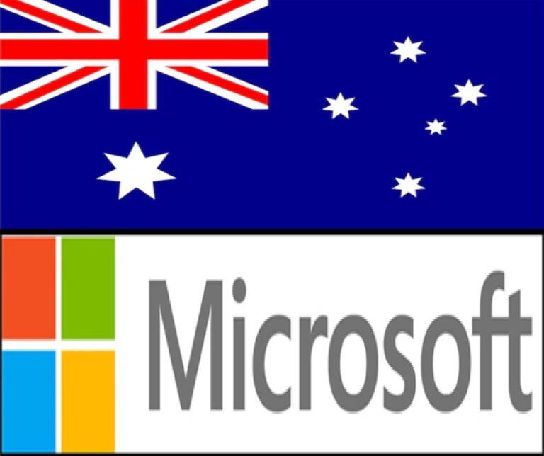 Microsoft logo with Australian flag and subscription graphic