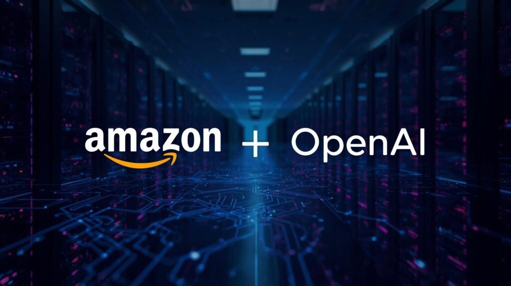 Amazon and OpenAI logos representing potential AI and cloud partnership discussions.