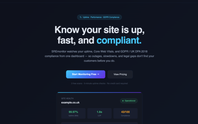 SREMonitor - Websit Monitoring SaaS offering